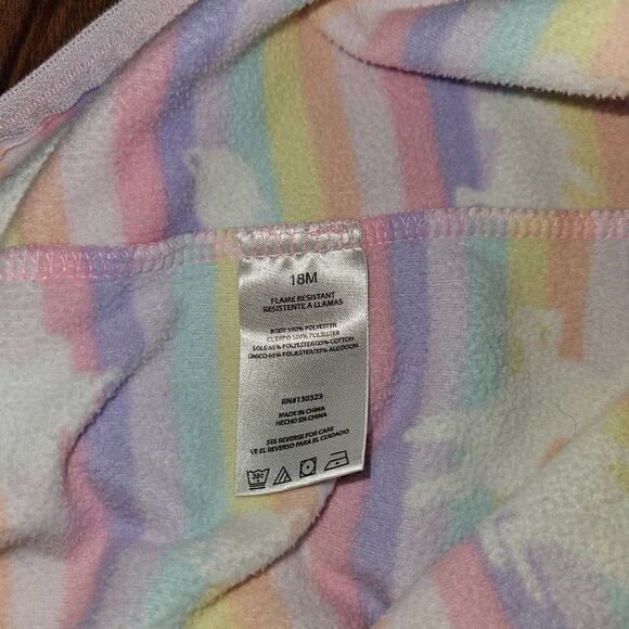 5 For $25 Kids Headquarters Rainbow Striped Unicorns Fleece Footies Size 18M - Picture 4 of 5